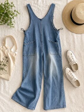 Women’s‎ Denim Wide Leg Overalls Jumpsuit XS